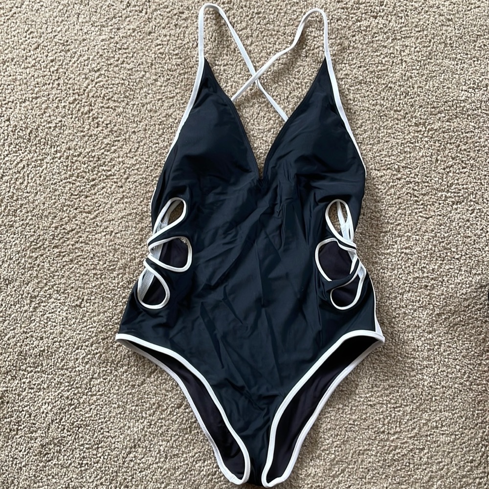 Aerie Black/White One Piece Swimsuit